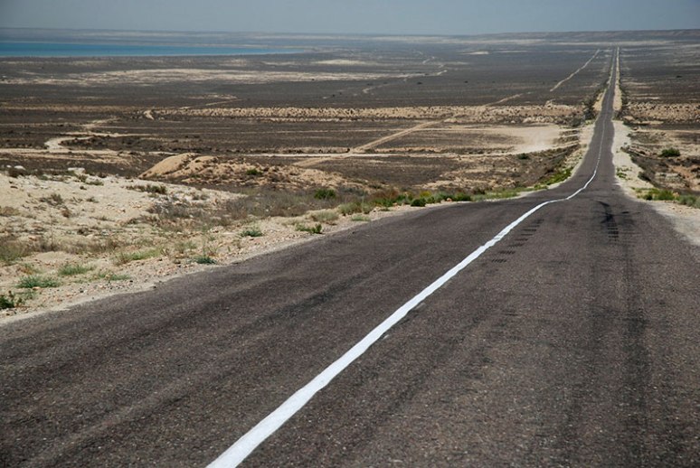 Road to Turkmenistan, near Kendirli, Mangystau Region, Kazkahstan